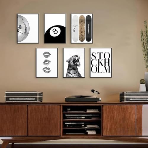 Liacxony Stockholm Leopard Set of 6 Wall Art Posters Set Black and White - Image 4