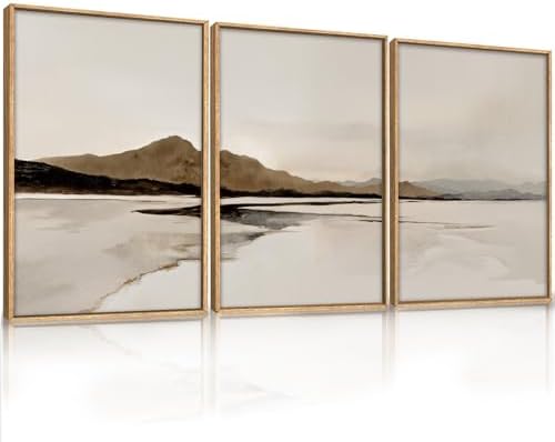 Netural Abstract Mountain Framed Canvas Wall Art Set -24"X36"X3 - Image 5