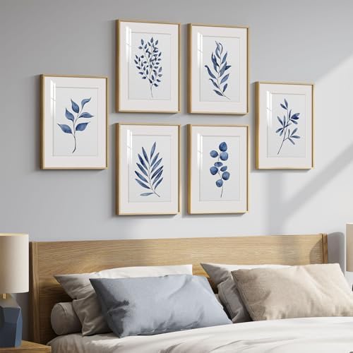 Framed Minimalist Blue Botanical Wall Art - Image 3