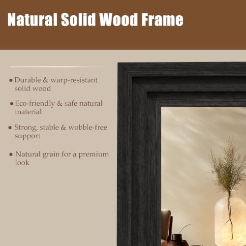 Wood Full Length Mirror 76"x34", Large Solid Wood Frame Floor Mirror - Image 3