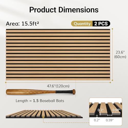 TONOR Wood Wall Panels for Interior Wall Decor-2 Pack 47.2" x 23.6" - Image 4
