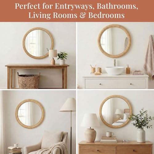 Barnyard Designs Rattan Wall Mirror Natural Honey - Image 2