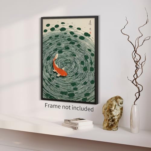 Japanese Koi Fish Poster Oriental Asian Lucky Carp Canvas Wall Art Vintage - Image 3