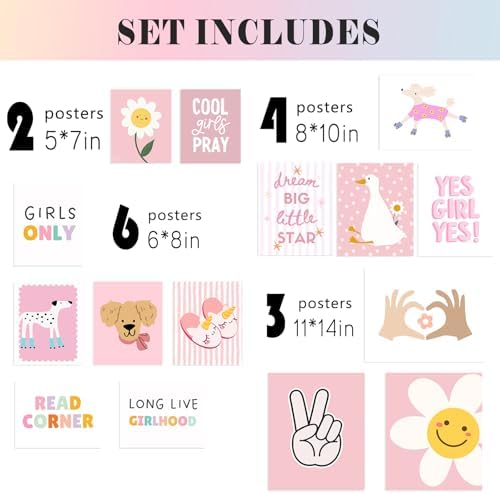 Baby Nursery Wall Decor-Cartoon Animal Playroom Canvas Wall Art Cute Girl - Image 4