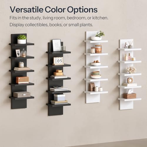 HOOBRO 5 Tier Wall Shelf Unit for Storage, 2 Pack Floating Shelves for Wall - Image 6