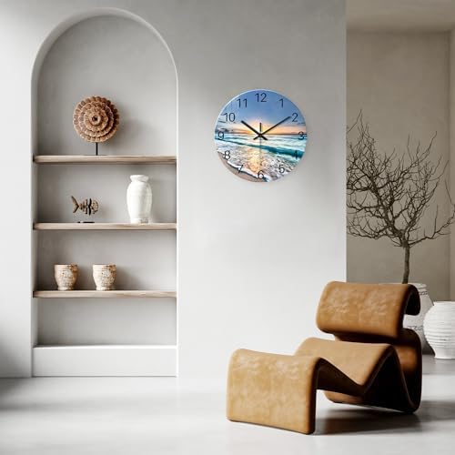 Blue Beach Wall Clock for Kitchen 14 Inch - Image 4