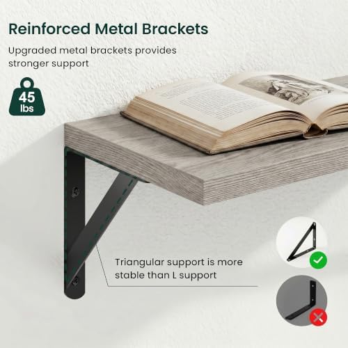 Floating Shelves, 8 Inch Deep Rustic Book Shelf - Image 4