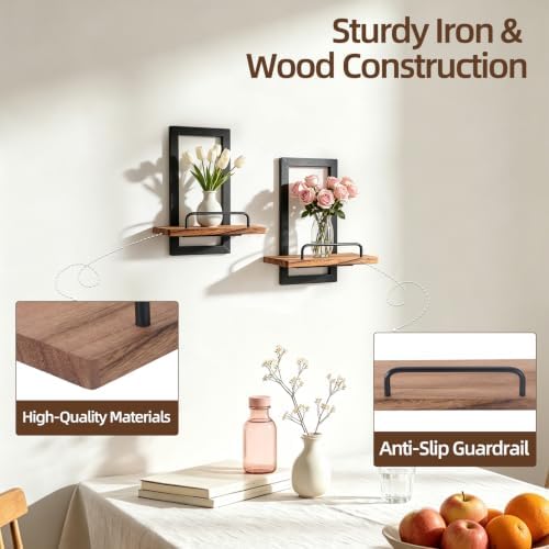 Floating Plant Shelves 2Pack, Metal&Wood Wall Mounted Shelf - Image 6