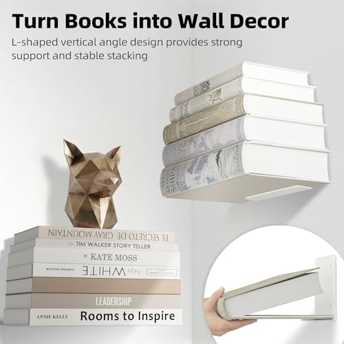 STORAGE MANIAC Invisible Floating Bookshelves Wall Mounted White - Image 7