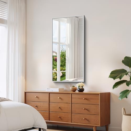 YIROMAN Bathroom Mirror 48"x24", Large Brushed Silver Bathroom Mirror - Image 4