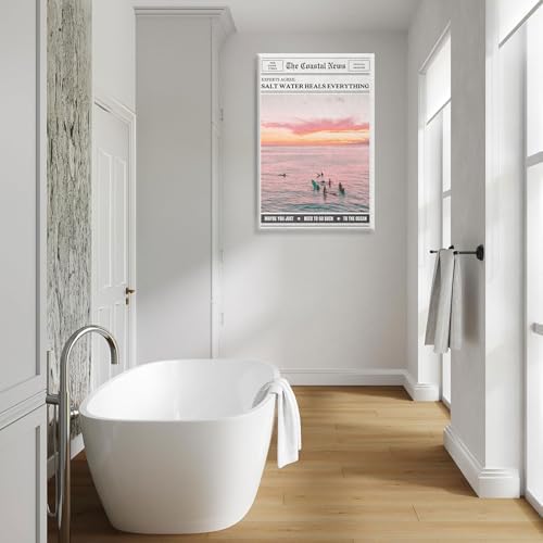Bittiler Retro Salt Water Heals Everything Posters Pink Beach Coastal Surf Girl - Image 3