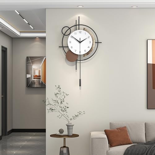 Large Modern Wall Clock with Pendulum Silent Battery Operated by CreativeWallClock