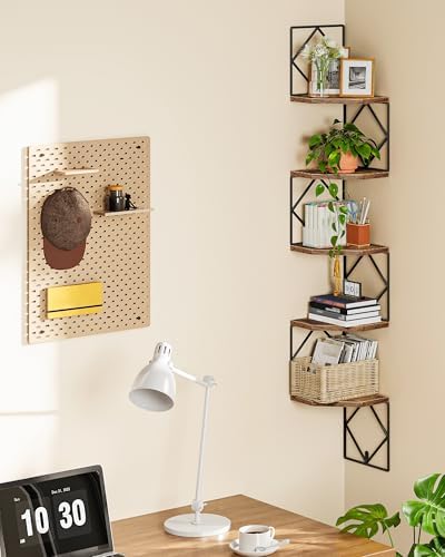 CHOEZON 5-Tier Corner Shelf, Floating Shelf, Wall-Mounted Storage Shelf - Image 2