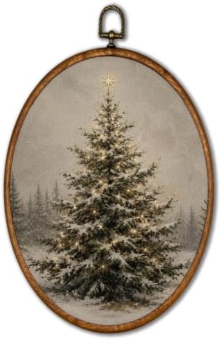 KSDUT Vintage Christmas Tree Fir Tree Oval Wall Art 8.6"x11.4" by KSDUT