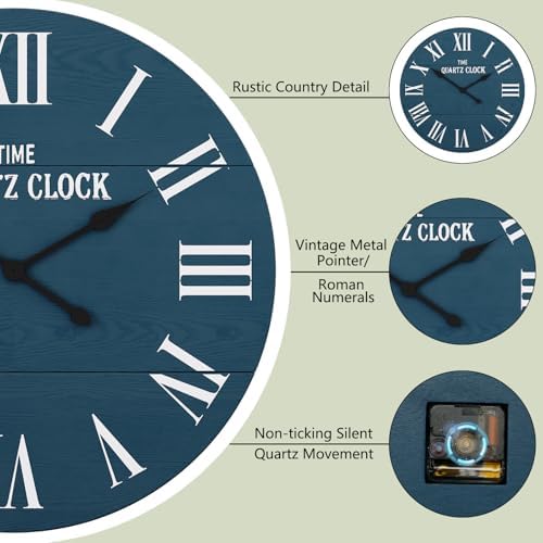 ARTPOWER 24” Large Farmhouse Wall Clock - Image 4