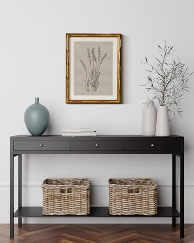 InSimSea Gold Bamboo Framed Wall Art, Lavender Botanical Prints - Image 2