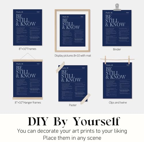 Locomiss Navy Blue Christian Wall Art Decor, Modern Bible Verse Prints - Image 7