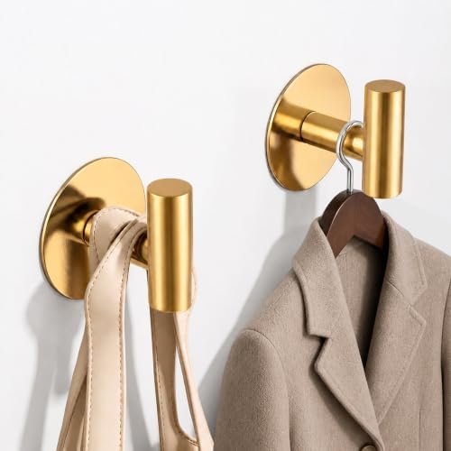 Gold Stainless Steel Wall Hooks, Heavy Duty Self-Adhesive Hooks - Image 6