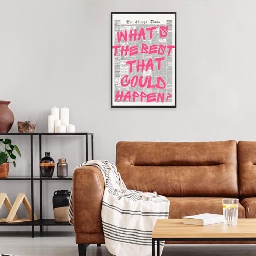 Whats The Best That Could Happen Wall Art Retro Newspaper Pink Font Canvas - Image 5