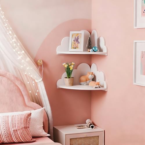 Cloud Corner Floating Shelves, 2-Tier White Cloud Corner Shelf Wall Mounted - Image 2
