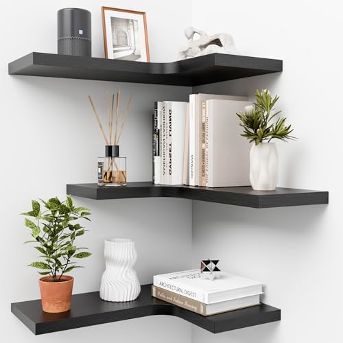 Corner Floating Shelves for Wall Mounted L-Shaped Wood Corner Wall Shelf by Unknown