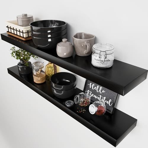 Solid Wood Floating Shelves for Wall 36 Inches Long by BAOBABWORKSHOP