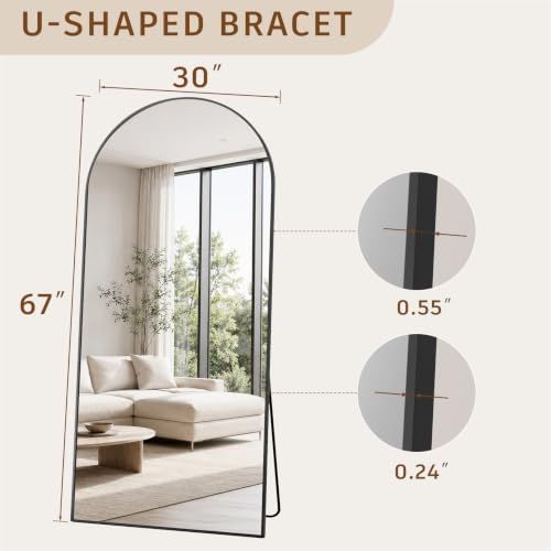 Koonmi 67x30 Arched Full Length Mirror, Floor Mirror - Image 2