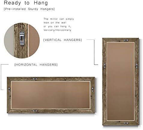 Renditions Gallery Full Body Mirror Dark Room Walnut Wooden Framed Large - Image 6