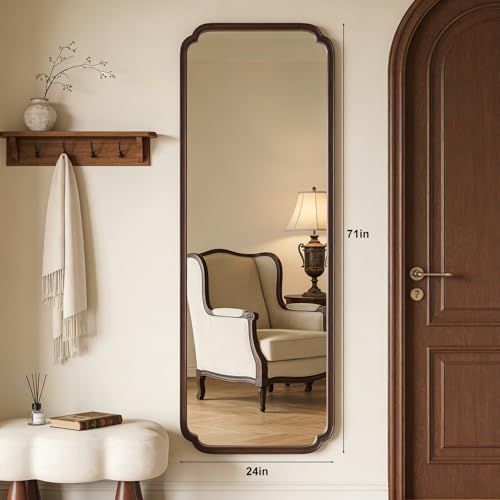 HOMECOOKIN Full Length Mirror Wall Mounted, Rustic Wooden Frame Floor Mirror - Image 2
