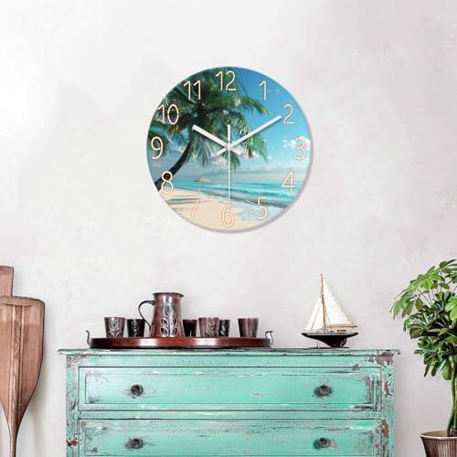 XFM Large Blue Beach Wall Clock 20 Inch Coastal Theme - Image 5