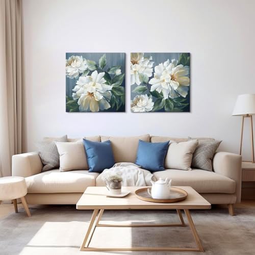 SEVEN WALL ARTS White Flower Canvas Wall Art Blooming Floral Painting Abstract - Image 5