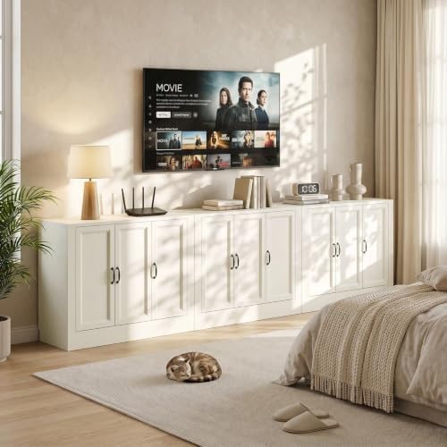 117" Modular Buffet Sideboard Cabinet Set of 3, Extra Long Coffee Bar Storage - Image 3