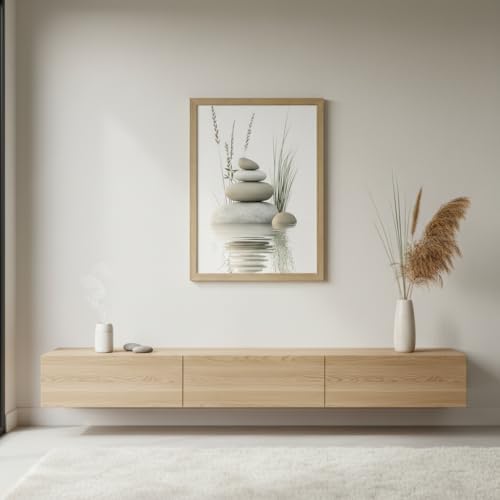 Framed Zen Stone Canvas Wall Art, Bathroom Picture Decor 16x24in - Image 2