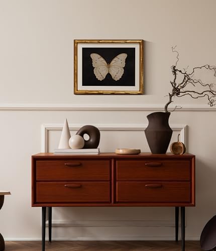 InSimSea Gold Bamboo Framed Wall Art, Retro White Butterfly Prints - Image 5
