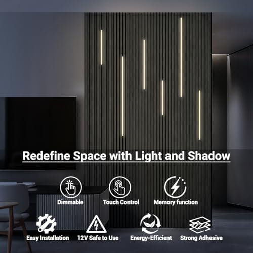 HAMRVL Black LED Recessed Lighing Wall Panel Lights, Self-Adhesive Dimmable - Image 3