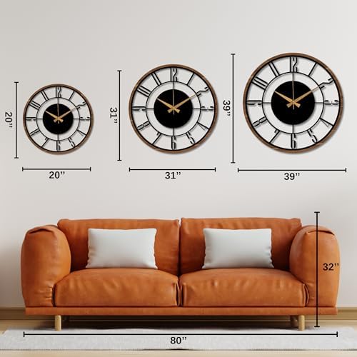 Metal Large Wall Clock, Silent Battery Operated Clocks - Image 6