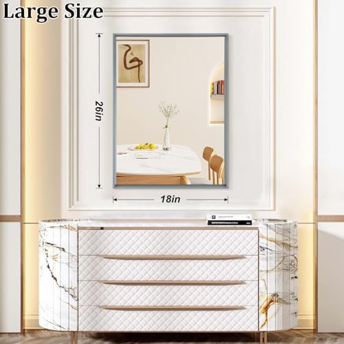 AAZZKANG Rectangle Metal Framed Mirrors 26"x18" Modern Hanging Mirror Large - Image 2