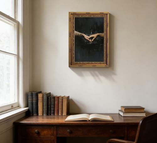Vintage Gold Framed Canvas Wall Art Dark Academia Gothic Painting Picture Wall - Image 5