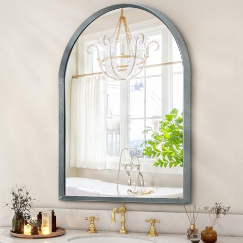 Arch Wall-Mounted Mirror Aluminum Alloy Frame Bathroom Wall Mirror by HLFMVWE