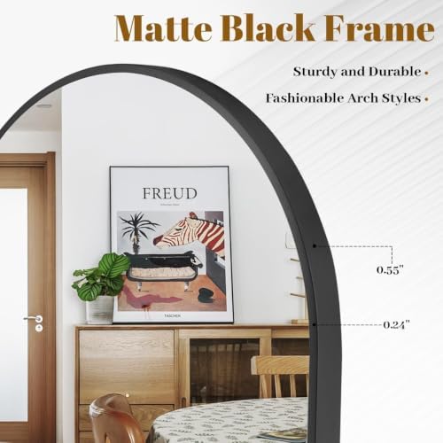 VooBang Arched Wall Mirror, 24 x 36 inch Arch Bathroom Mirror Black - Image 4