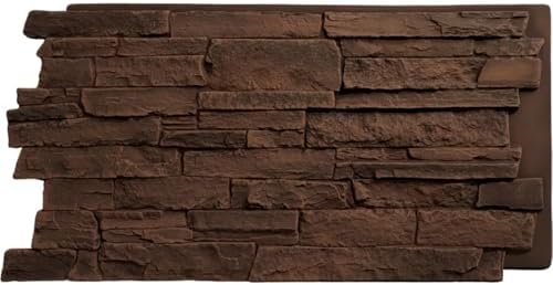 EverStone Acadia Ledge Faux Stone Panel, Weathered Brown Color by EkenaMillwork
