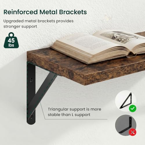 Floating Shelves, 8 Inch Deep Rustic Book Shelf - Image 4