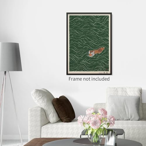 Vintage Japanese Tiger Swimming Prints Ukiyo-e Style Wall Art Retro Oriental - Image 7