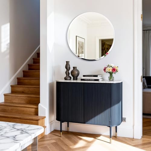 Frameless Round Wall Mirror: Modern Glass Mirror 27.6x27.6 inch - Image 5