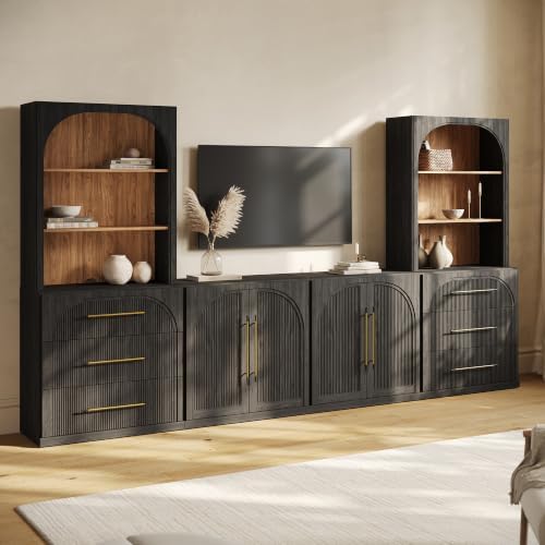 BELLEZE Jagger 130" Wall Unit 6-Piece Modular TV Stand - Image 4
