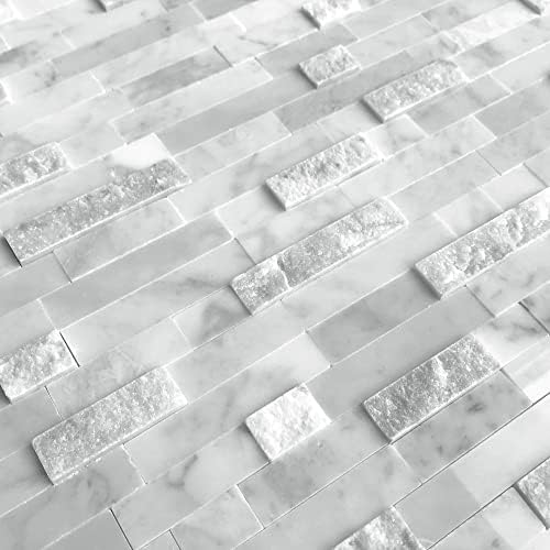 SUNWINGS 5-Sheet Peel and Stick Mosaic Natural 3D Stone Self Adhesive Marble - Image 5