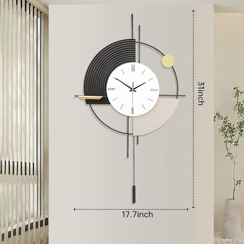 Wall Clock with Pendulum, Silent Quality Quartz Battery Operated, Large Wall - Image 5