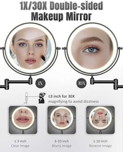 30X/1X 8 Inch Wall Mounted Magnifying Makeup Mirror - Image 2