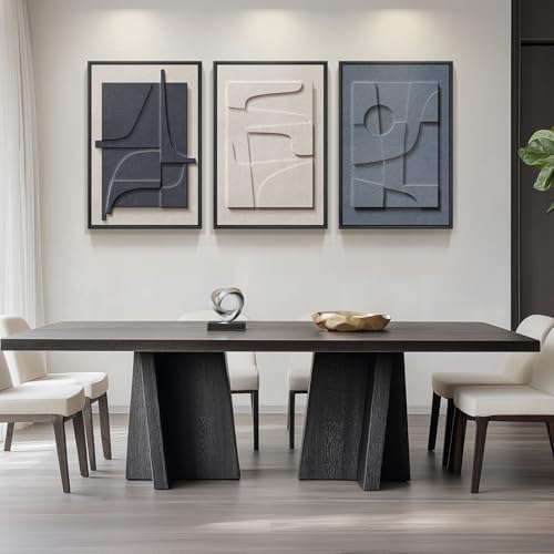 Large 3D Textured Framed Blue White Abstract Wall Art Set, 3 Piece 20x30 In - Image 5