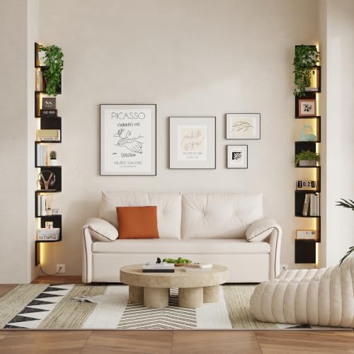 Qupui 8 Tier Corner Shelf with LED Light, 75 Inch Floating - Image 3